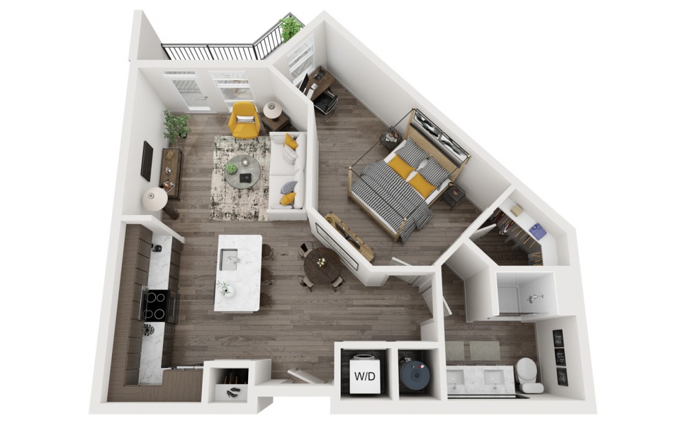 Boothbay - 1 bedroom floorplan layout with 1 bath and 720 square feet.