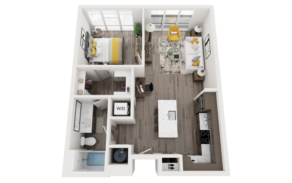 Strasburg - 1 bedroom floorplan layout with 1 bath and 738 square feet.
