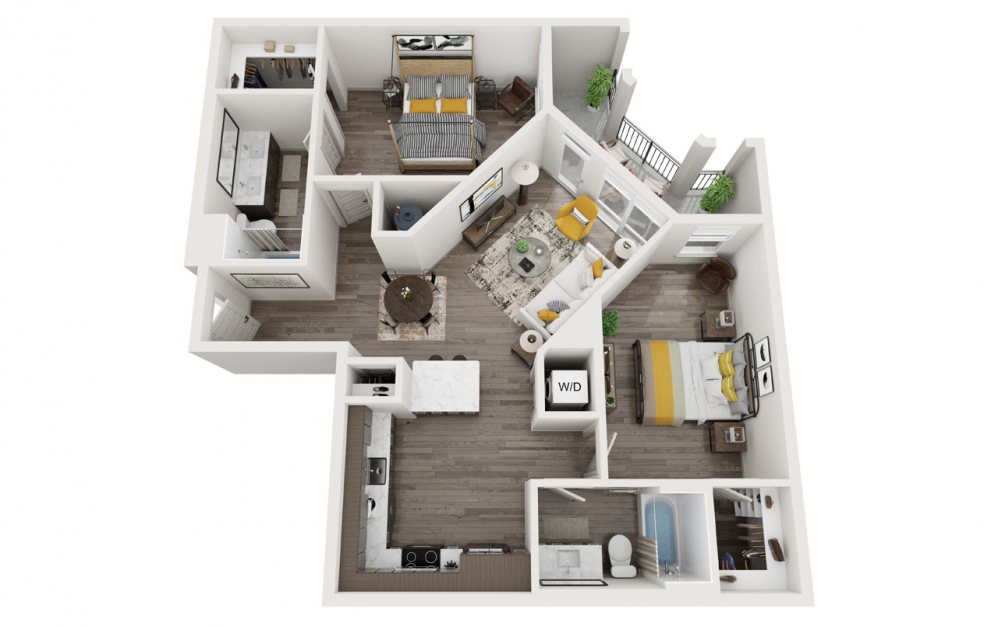 Great Smoky - 2 bedroom floorplan layout with 2 baths and 1126 square feet.