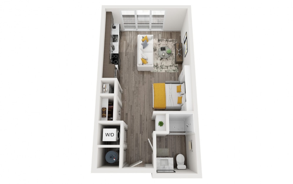 Conway II - Studio floorplan layout with 1 bath and 469 square feet.