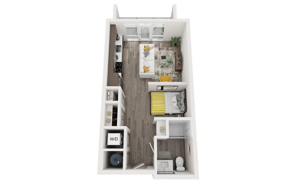 Conway - Studio floorplan layout with 1 bath and 469 square feet.